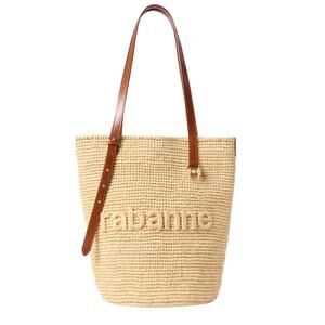 Paco Rabanne Raffia Big Tote Bag Travel Vacation Beach Large Logo Designer $650
